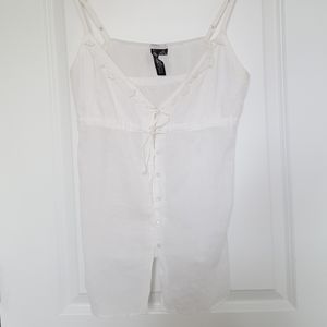 White Cotton Button Up Summer Top